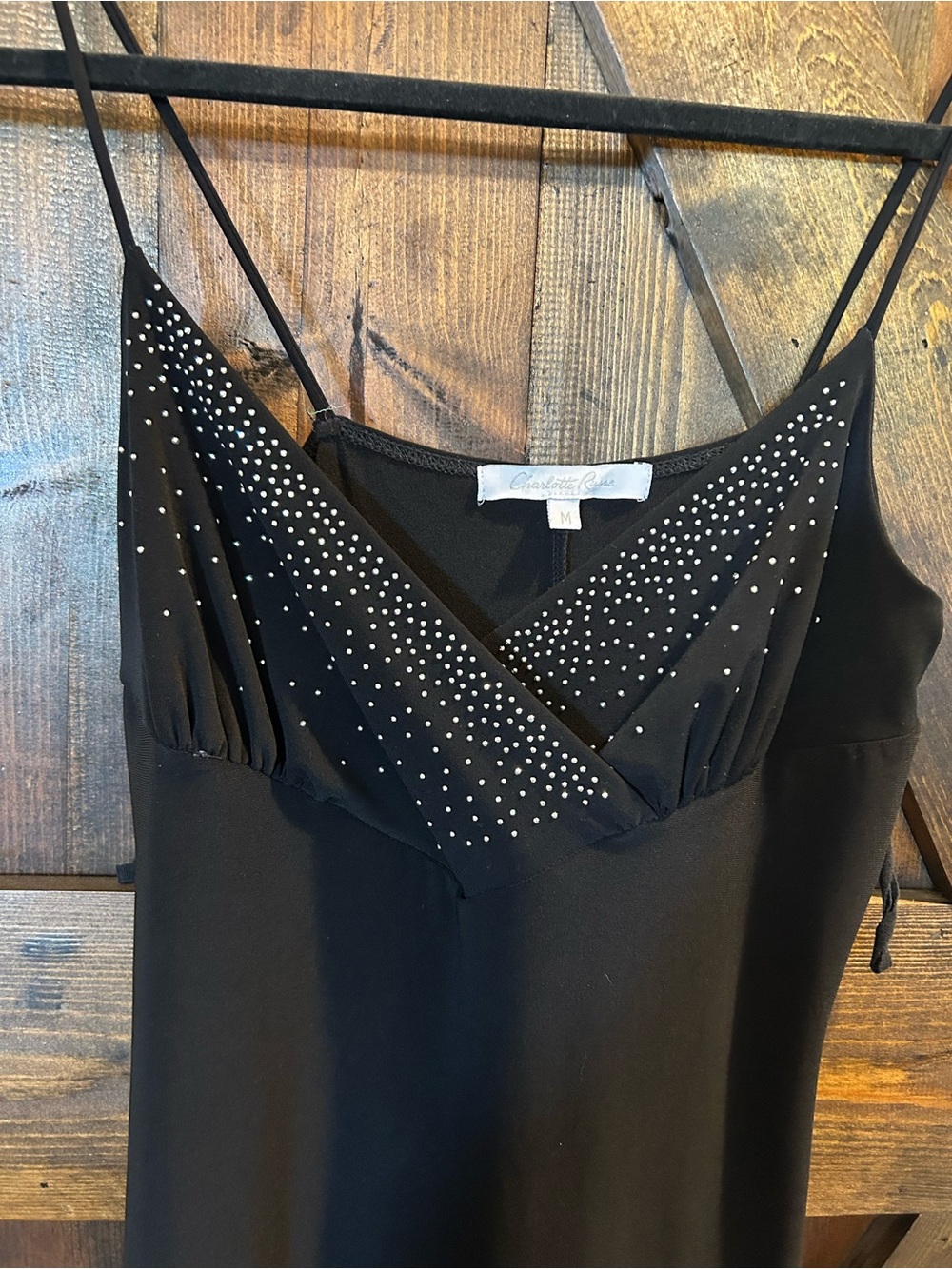 Y2K Vintage Charlotte Russe Black Rhinestone-Studded Slip dress